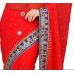 Tremendous Red Colored Border Worked Chiffon Saree